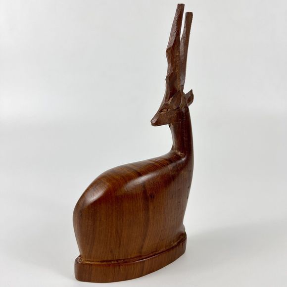 Hand Carved Wood Antelope Gazelle MCM Vtg Grace Charisma Charm Spirit Animal - Picture 5 of 10